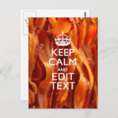 Houd kalm en heb Jouw tekst op de Sizzling Bacon. Briefkaart (Voorkant / Achterkant)
