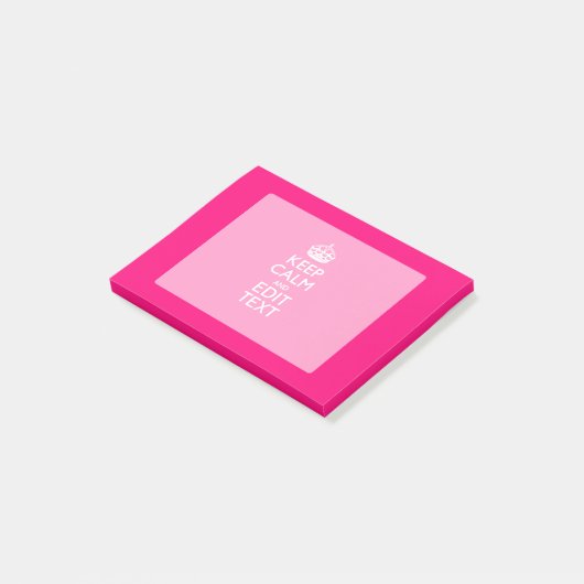 HOUD KALM EN heb Jouw tekst op PINK Post-it® Notes (Schuin)