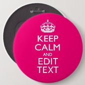 HOUD KALM EN heb Jouw tekst op PINK Ronde Button 6,0 Cm (Voorkant /achterkant)