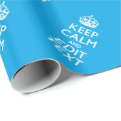 Houd kalm en heb Jouw tekst op Sky Blue Accent Cadeaupapier (Rol Hoek)