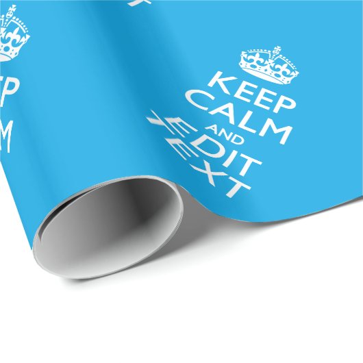 Houd kalm en heb Jouw tekst op Sky Blue Accent Cadeaupapier (Rol Hoek)