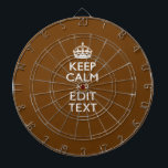 Houd Kalm en hebben Jouw tekst op Bruin Dartbord<br><div class="desc">Uw gepersonaliseerd Kalm gezegde van het Levensonderhoud op een fijn de kleurendecor van het douane bruin accent. Een gepersonaliseerd Kalm de stijlgezegde van het Levensonderhoud op een één van een vriendelijke gift. Humoristisch of capricieus probeer op uw creatieve woorden op twee editable lijnen van tekst. Herinner me om hoofdletters voor...</div>