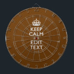 Houd Kalm en hebben Jouw tekst op Bruin Dartbord<br><div class="desc">Uw gepersonaliseerd Kalm gezegde van het Levensonderhoud op een fijn de kleurendecor van het douane bruin accent. Een gepersonaliseerd Kalm de stijlgezegde van het Levensonderhoud op een één van een vriendelijke gift. Humoristisch of capricieus probeer op uw creatieve woorden op twee editable lijnen van tekst. Herinner me om hoofdletters voor...</div>