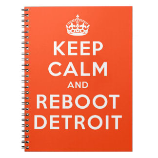 Houd kalm en herstart Detroit-laptop Notitieboek