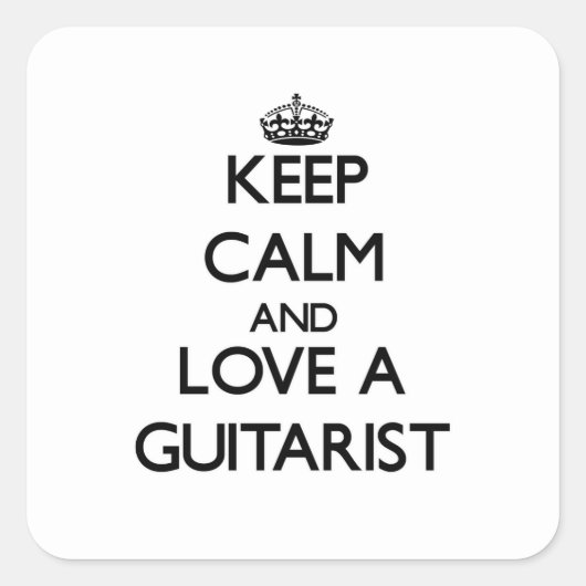 Houd kalm en hou van een gitarist vierkante sticker (Voorkant)