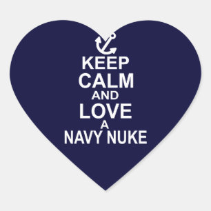 Houd kalm en hou van een Navy Nuke Hart Sticker