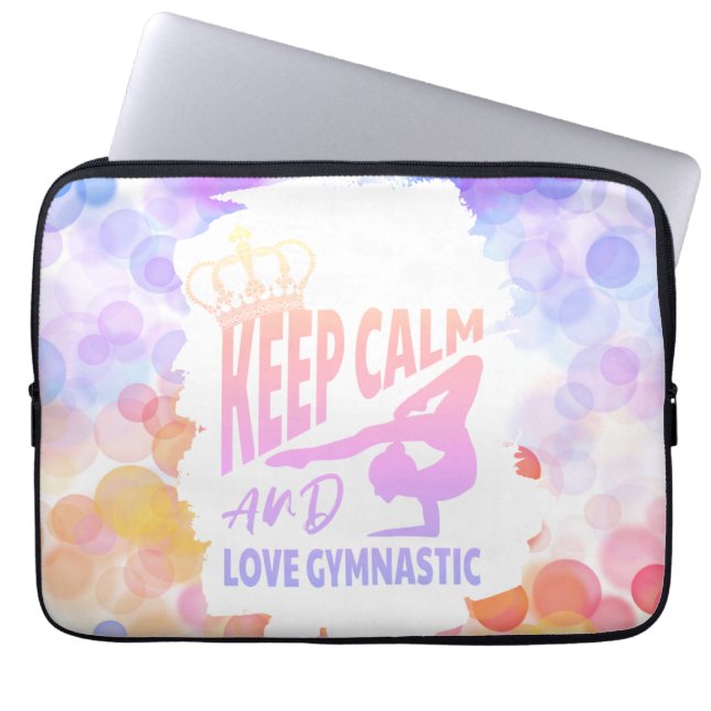 Houd kalm en hou van gymnastiek - laptop sleeve (Voorkant)