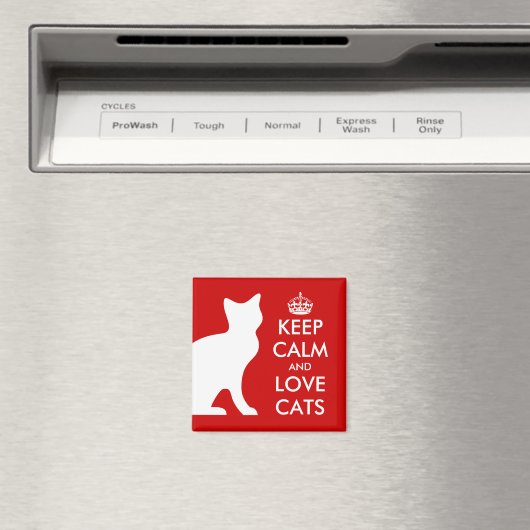 Houd kalm en hou van katten magnet |  (Insitu (Vaatwasser))