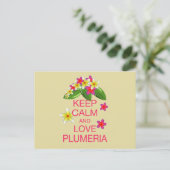 Houd kalm en hou van Plumeria Fine Art Design Briefkaart (Staand voorkant)