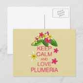 Houd kalm en hou van Plumeria Fine Art Design Briefkaart (Voorkant / Achterkant)
