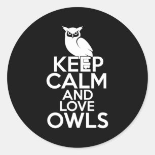 Houd kalm en hou van uilen nachtuil nachtvogel ronde sticker