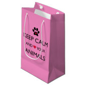 "Houd kalm en hou van uw dieren" kleine cadeautas (Voorkant Gekanteld)