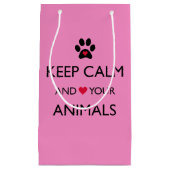 "Houd kalm en hou van uw dieren" kleine cadeautas (Voorkant)