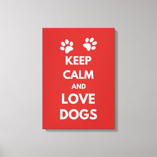 Houd kalm en houd liefdeshonden canvas afdruk (Voorkant)