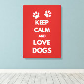 Houd kalm en houd liefdeshonden canvas afdruk (Insitu (Houten vloer))