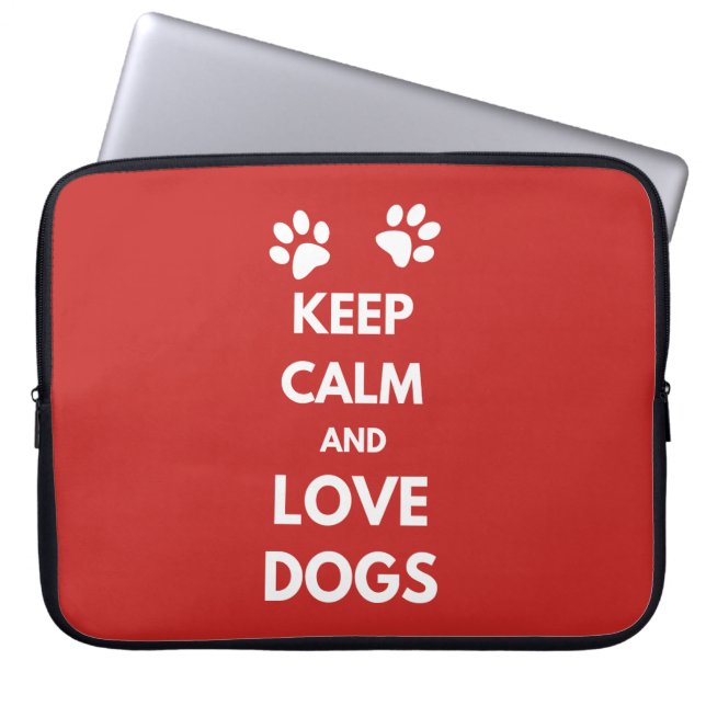 Houd kalm en houd liefdeshonden laptop sleeve (Voorkant)