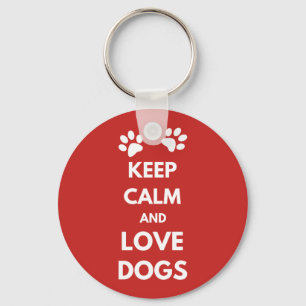 Houd kalm en houd liefdeshonden sleutelhanger