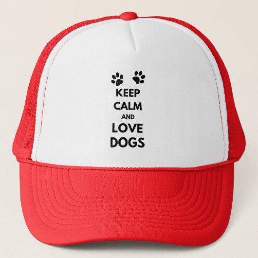 Houd kalm en houd liefdeshonden trucker pet (Voorkant)