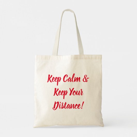 Houd kalm en houd uw afstand tote bag (Achterkant)