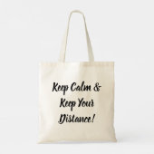 Houd kalm en houd uw afstand tote bag (Achterkant)