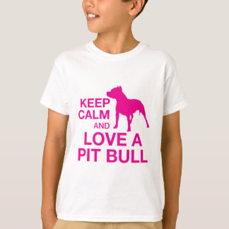 Houd kalm en houd van een pitbull - PINK T-shirt