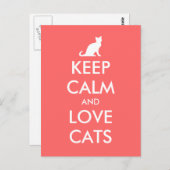 Houd kalm en houd van katten briefkaart | Koraalro (Voorkant / Achterkant)