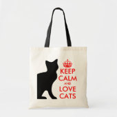 Houd kalm en houd van katten canvas tas (Voorkant)