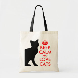 Houd kalm en houd van katten canvas tas