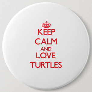 Houd kalm en houd van schildpadden ronde button 6,0 cm