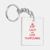 Houd kalm en houd van trampolining sleutelhanger (Voorkant Links)