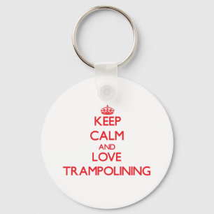 Houd kalm en houd van trampolining sleutelhanger