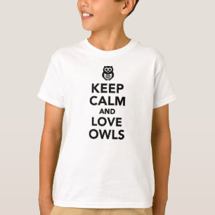 Houd kalm en houden liefdesuil t-shirt