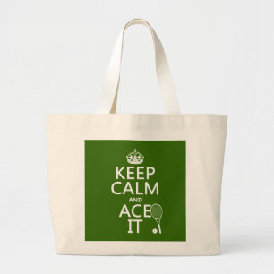 Houd kalm en ijs (tennis) (in elke kleur) grote tote bag