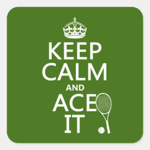 Houd kalm en ijs (tennis) (in elke kleur) vierkante sticker