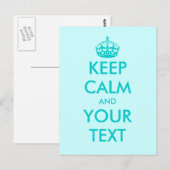 Houd kalm en jouw tekst briefkaarten | Turquoise b (Voorkant / Achterkant)