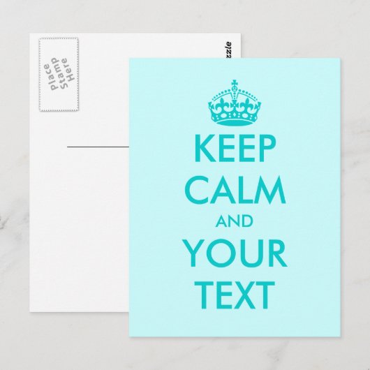 Houd kalm en jouw tekst briefkaarten | Turquoise b (Voorkant / Achterkant)