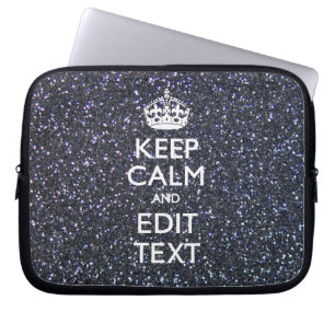 Houd kalm en Jouw tekst in middernacht stijl Laptop Sleeve