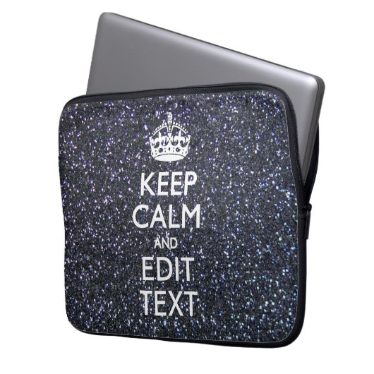 Houd kalm en Jouw tekst in middernacht stijl Laptop Sleeve (Voorkant Links)