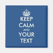 Houd kalm en jouw tekst magnet | Blauw en wit (Voorkant)