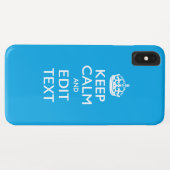 Houd kalm en Jouw tekst op Sky Blue Background Case-Mate iPhone Case (Achterkant (horizontaal))
