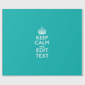 Houd kalm- en Jouw tekst-pacock-turquoise-accenten Cadeaupapier (Vlak)