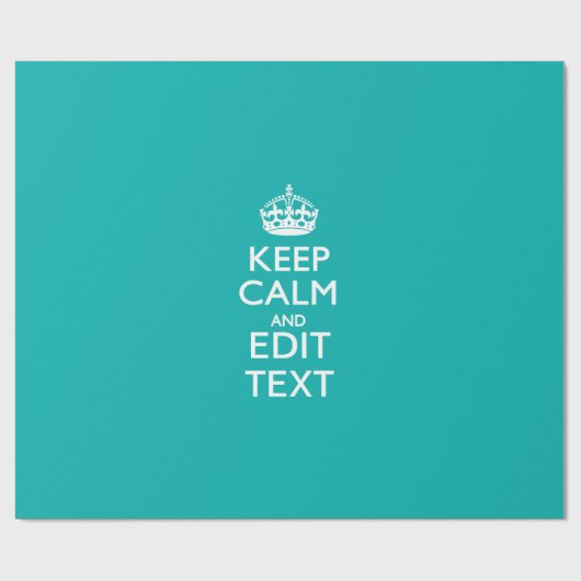 Houd kalm- en Jouw tekst-pacock-turquoise-accenten Cadeaupapier (Vlak)