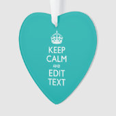 Houd kalm- en Jouw tekst-pacock-turquoise-accenten Ornament (voorkant)