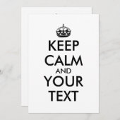 Houd Kalm en Jouw tekst Uitnodigingen (Voorkant / Achterkant)