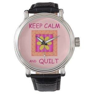 Houd kalm en kantelbaar Applique Blok Horloge