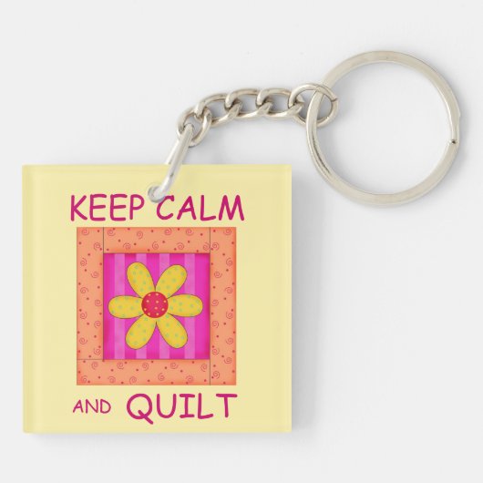 Houd kalm en kantelbaar Applique Blok Sleutelhanger (Achterkant)