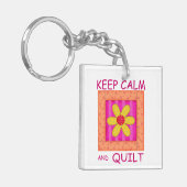 Houd kalm en kantelbaar Applique Blok Sleutelhanger (Voorkant Links)