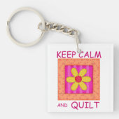 Houd kalm en kantelbaar Applique Blok Sleutelhanger (Voorkant)
