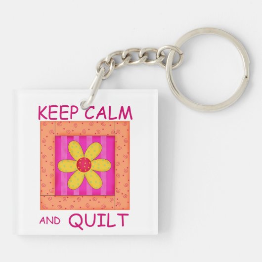 Houd kalm en kantelbaar Applique Blok Sleutelhanger (Achterkant)