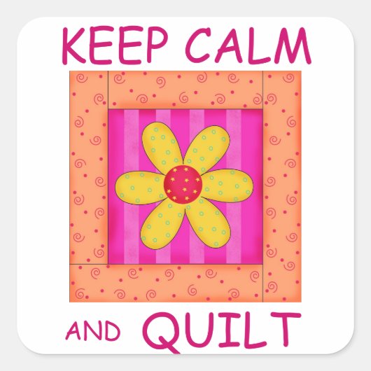 Houd kalm en kantelbaar Applique Blok Vierkante Sticker (Voorkant)